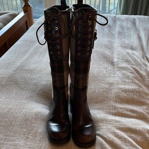 Tori Burch plaid tall boots